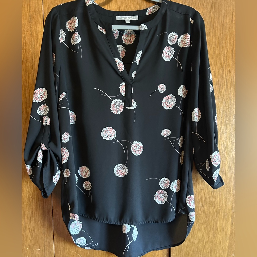 Black floral blouse